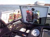 Easy View Tackle System installed and ready for fishing in a Stratos boat