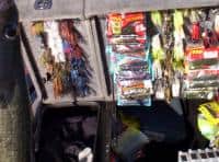 Boat rigged with plastics, spinnerbaits, jigs, pre-tied tackle and terminal tackle using Easy View Tackle System