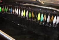 Crankbait hangers mounted on inner boat walls using Easy View Tackle System